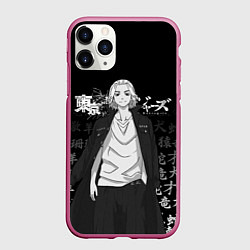Чехол iPhone 11 Pro матовый MICKEY TOKYO REVENGERS ЧЁРНО БЕЛЫЙ, цвет: 3D-малиновый