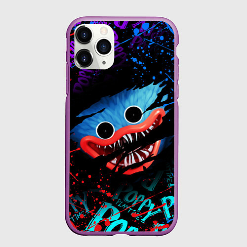 Чехол iPhone 11 Pro матовый POPPY PLAYTIME ЛИЦО МОНСТРА ХАГИ ВАГИ / 3D-Фиолетовый – фото 1