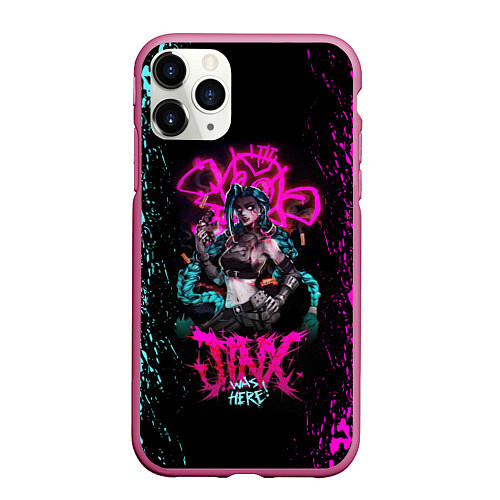 Чехол iPhone 11 Pro матовый JINX ARCANE LEAGUE OF LEGENDS, КРАСКИ / 3D-Малиновый – фото 1