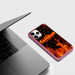 Чехол iPhone 11 Pro матовый GENSHIN IMPACT FIRE SYMBOL ОГНЕННАЯ СТИХИЯ, цвет: 3D-малиновый — фото 2