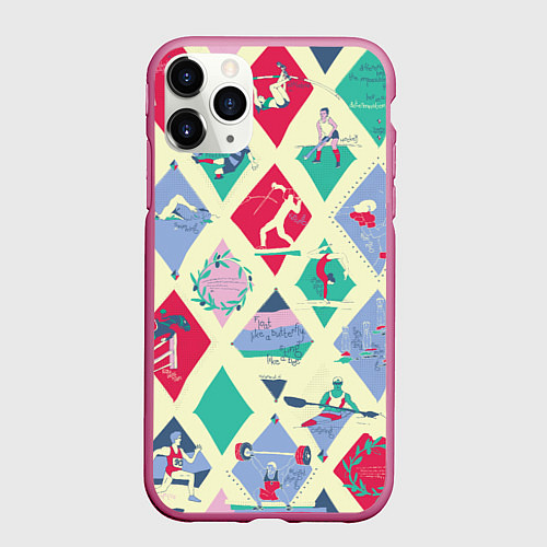 Чехол iPhone 11 Pro матовый Живу Спортом! / 3D-Малиновый – фото 1