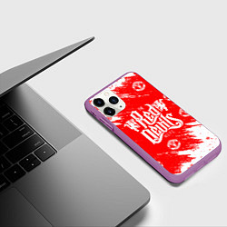 Чехол iPhone 11 Pro матовый НОВОГОДНИЙ СВИТЕР MANCHESTER UNITED КРАСНО БЕЛЫЙ, цвет: 3D-фиолетовый — фото 2
