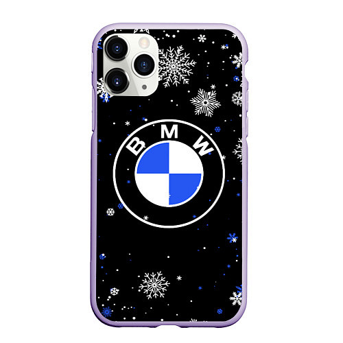 Чехол iPhone 11 Pro матовый НОВОГОДНИЙ БМВ НОВЫЙ ГОД BMW / 3D-Светло-сиреневый – фото 1