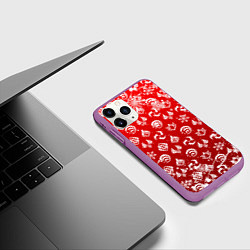 Чехол iPhone 11 Pro матовый НОВОГОДНИЕ СТИХИИ ГЕНШИН ИМПАКТ, НОВЫЙ ГОД, цвет: 3D-фиолетовый — фото 2
