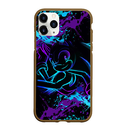 Чехол iPhone 11 Pro матовый SONIC NEON СОНИК НЕОН / 3D-Коричневый – фото 1