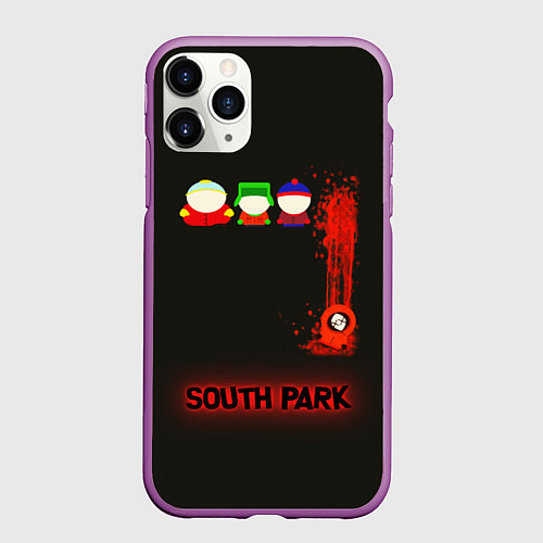 Чехол iPhone 11 Pro матовый Южный парк главные персонажи South Park / 3D-Фиолетовый – фото 1