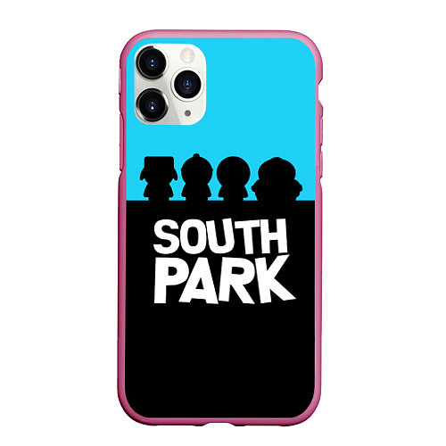 Чехол iPhone 11 Pro матовый Южный парк персонажи South Park / 3D-Малиновый – фото 1