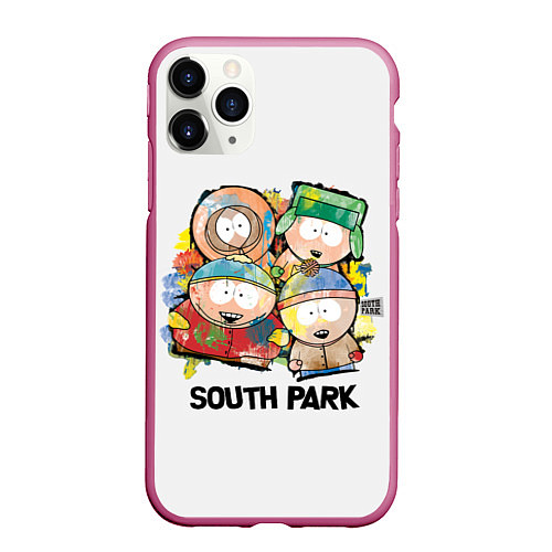 Чехол iPhone 11 Pro матовый South Park - Южный парк краски / 3D-Малиновый – фото 1