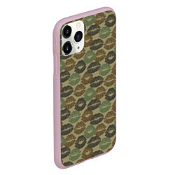 Чехол iPhone 11 Pro матовый Поцелуи камуфляж, цвет: 3D-розовый — фото 2