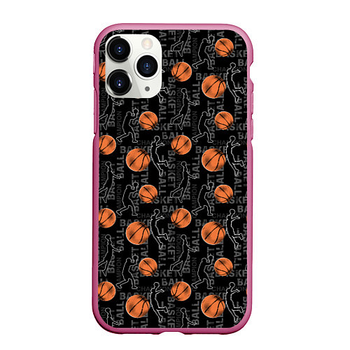 Чехол iPhone 11 Pro матовый BASKETBALL - Баскетбол / 3D-Малиновый – фото 1