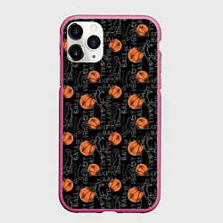 Чехол iPhone 11 Pro матовый BASKETBALL - Баскетбол, цвет: 3D-малиновый