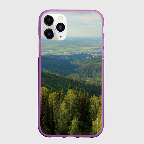 Чехол iPhone 11 Pro матовый Природный пейзаж / 3D-Фиолетовый – фото 1