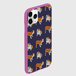 Чехол iPhone 11 Pro матовый Английские бульдоги паттерн, цвет: 3D-фиолетовый — фото 2