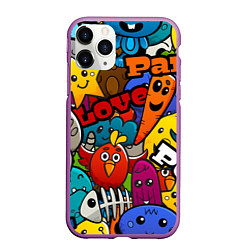 Чехол iPhone 11 Pro матовый Cartoon Salad, цвет: 3D-фиолетовый