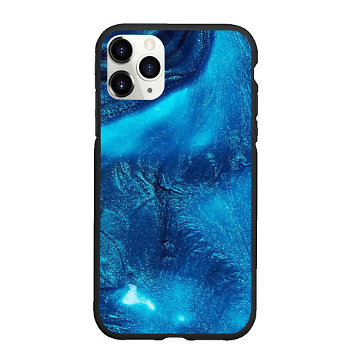 Чехол iPhone 11 Pro матовый Синий абстрактный фон / 3D-Черный – фото 1