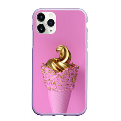 Чехол iPhone 11 Pro матовый Золотое мороженное, цвет: 3D-светло-сиреневый