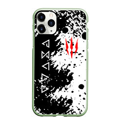 Чехол iPhone 11 Pro матовый The Witcher black & white, цвет: 3D-салатовый