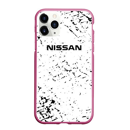 Чехол iPhone 11 Pro матовый Nissan ниссан / 3D-Малиновый – фото 1