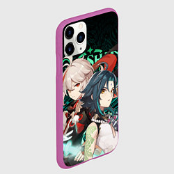 Чехол iPhone 11 Pro матовый КАЗУХА И СЯО XIAO AND KAZUHA GENSHIN, цвет: 3D-фиолетовый — фото 2