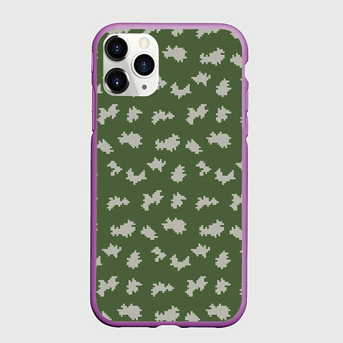 Чехол iPhone 11 Pro матовый Камуфляж: берёзка / 3D-Фиолетовый – фото 1