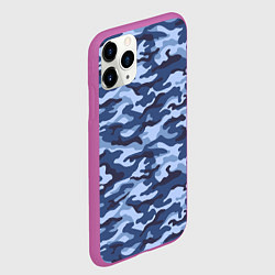 Чехол iPhone 11 Pro матовый Синий Камуфляж Camouflage, цвет: 3D-фиолетовый — фото 2