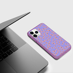 Чехол iPhone 11 Pro матовый Бабочки паттерн лиловый, цвет: 3D-фиолетовый — фото 2