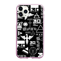 Чехол iPhone 11 Pro матовый 30 Seconds to Mars: Паттерн логотипов, цвет: 3D-розовый