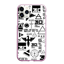 Чехол iPhone 11 Pro матовый 30 Seconds to Mars паттерн, цвет: 3D-розовый
