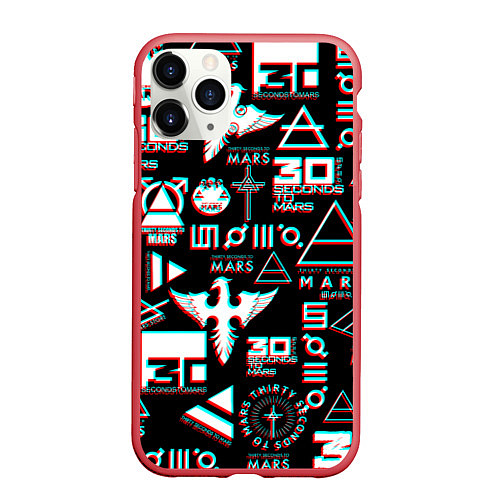 Чехол iPhone 11 Pro матовый 30 Seconds to Mars - Glitch / 3D-Красный – фото 1