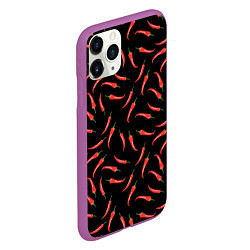 Чехол iPhone 11 Pro матовый Перец паттерн, цвет: 3D-фиолетовый — фото 2