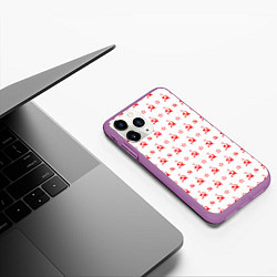 Чехол iPhone 11 Pro матовый Серп и Молот СССР на белом фоне, цвет: 3D-фиолетовый — фото 2