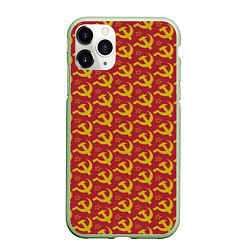 Чехол iPhone 11 Pro матовый Серп и Молот Коммунизм, цвет: 3D-салатовый