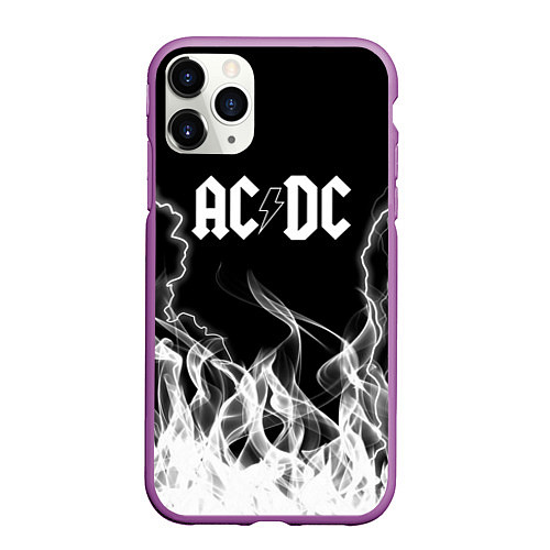 Чехол iPhone 11 Pro матовый ACDC Fire / 3D-Фиолетовый – фото 1