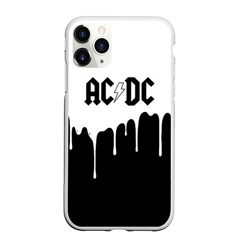 Чехол iPhone 11 Pro матовый ACDC подтёки / 3D-Белый – фото 1