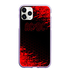 Чехол iPhone 11 Pro матовый ACDC соты, цвет: 3D-светло-сиреневый