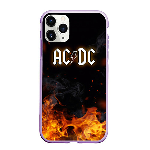 Чехол iPhone 11 Pro матовый ACDC - Fire / 3D-Сиреневый – фото 1