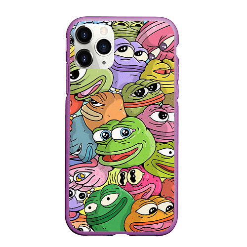 Чехол iPhone 11 Pro матовый Pepe BOMBING / 3D-Фиолетовый – фото 1