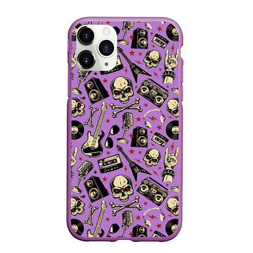 Чехол iPhone 11 Pro матовый Rock n Roll alive! / 3D-Фиолетовый – фото 1