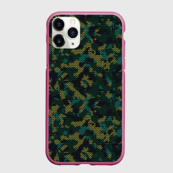 Чехол iPhone 11 Pro матовый Модный камуфляж с холстовой сеткой, цвет: 3D-малиновый