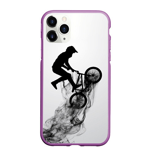 Чехол iPhone 11 Pro матовый ВЕЛОСПОРТ BMX Racing / 3D-Фиолетовый – фото 1