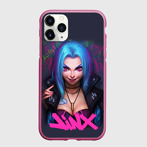 Чехол iPhone 11 Pro матовый League Of Legends ARCANE JINX / 3D-Малиновый – фото 1