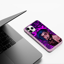 Чехол iPhone 11 Pro матовый League Of Legends ARCANE JINX НЕОН, цвет: 3D-розовый — фото 2