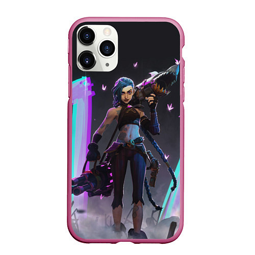 Чехол iPhone 11 Pro матовый ARCANE JINX League Of Legends / 3D-Малиновый – фото 1