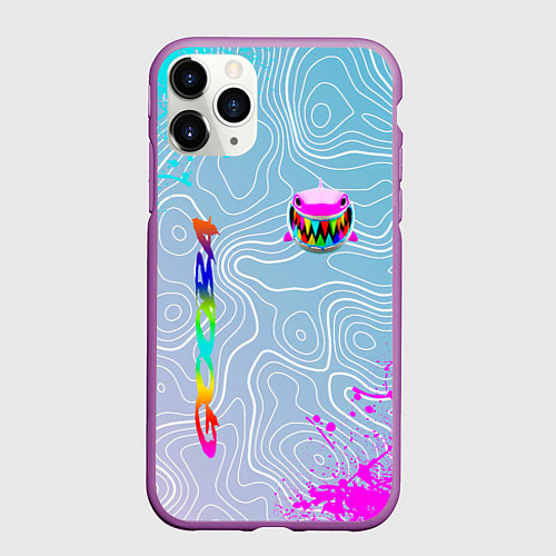 Чехол iPhone 11 Pro матовый 6IX9INE Gooba Брызги / 3D-Фиолетовый – фото 1