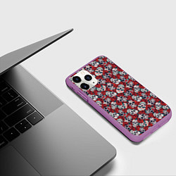 Чехол iPhone 11 Pro матовый Skulls & roses, цвет: 3D-фиолетовый — фото 2