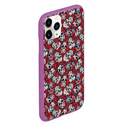 Чехол iPhone 11 Pro матовый Skulls & roses, цвет: 3D-фиолетовый — фото 2