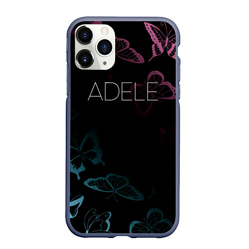 Чехол iPhone 11 Pro матовый Adele Бабочки / 3D-Серый – фото 1