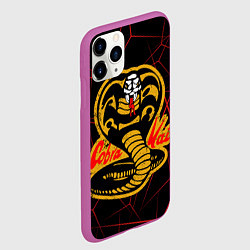 Чехол iPhone 11 Pro матовый Кобра кай и красный узор, цвет: 3D-фиолетовый — фото 2