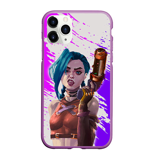 Чехол iPhone 11 Pro матовый ДЕРЗКАЯ ДЖИНКС Arcane League Of Legends / 3D-Фиолетовый – фото 1