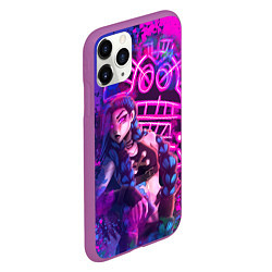 Чехол iPhone 11 Pro матовый League Of Legends Arcane ДЖИНКС НЕОНОВАЯ КРАСКА, цвет: 3D-фиолетовый — фото 2